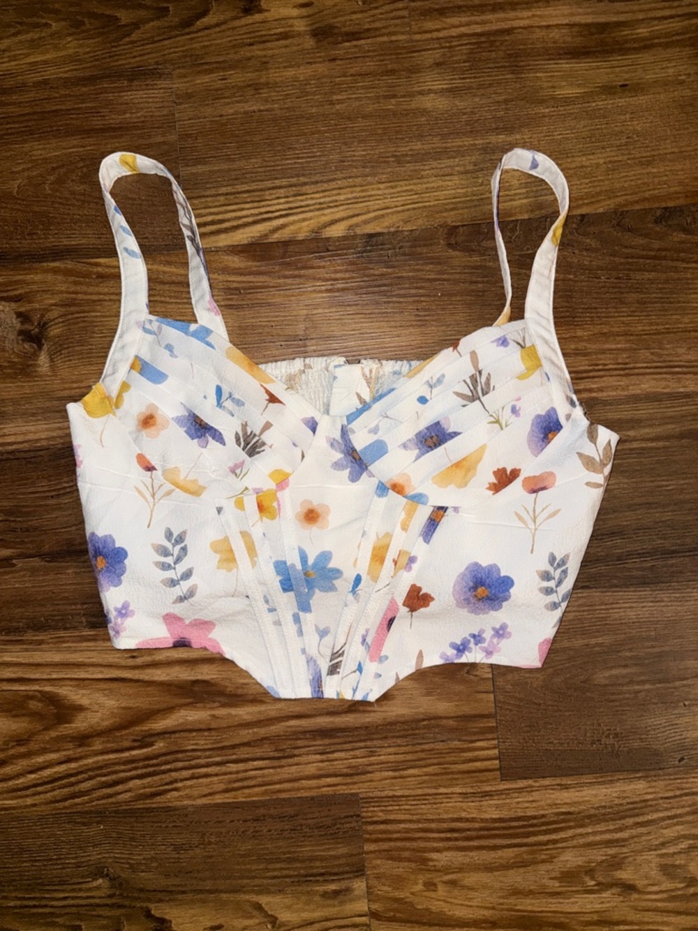 Floral White Bustier Top